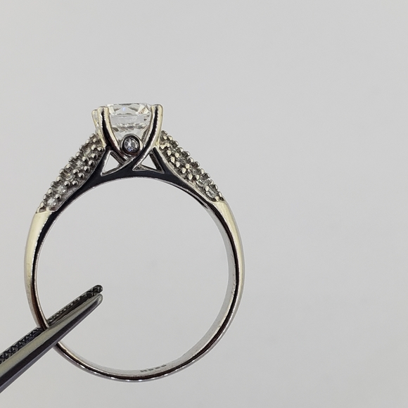 925 Sterling Silver Ladies C-Z Engagement Ring - Picture 7 of 8